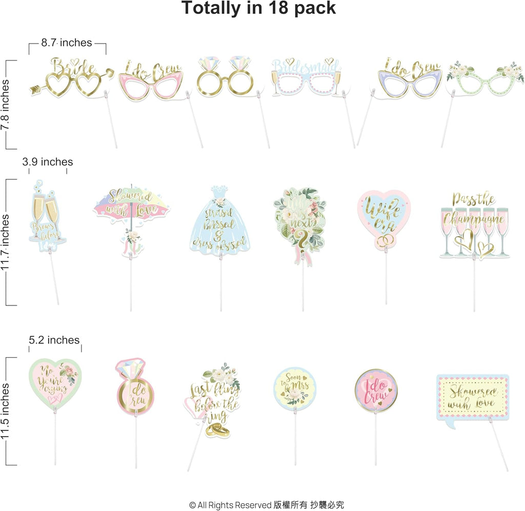 Bridal Shower Photo Props Bachelorette Photo Booth Props Pastel and Gold Party Accessories Hen Do Engagement Proposal