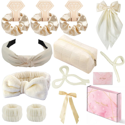 Spa Headband and Wristband Set Top Knotted Headbands Silky Satin Hair Bows Bows Hair Clip Big Hair Claw Clips