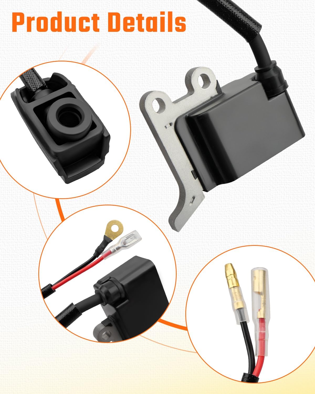 Ignition Coil Module Kit Fit for Husqvarna 525L/525LK/525LS Replaces 5881415-01, 5881412-01 (1 Coil + 1 Harness)