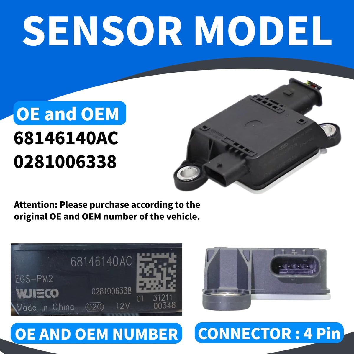 68146140AC Diesel Exhaust Particulate Sensor for Jeep Grand Cherokee Ram PM