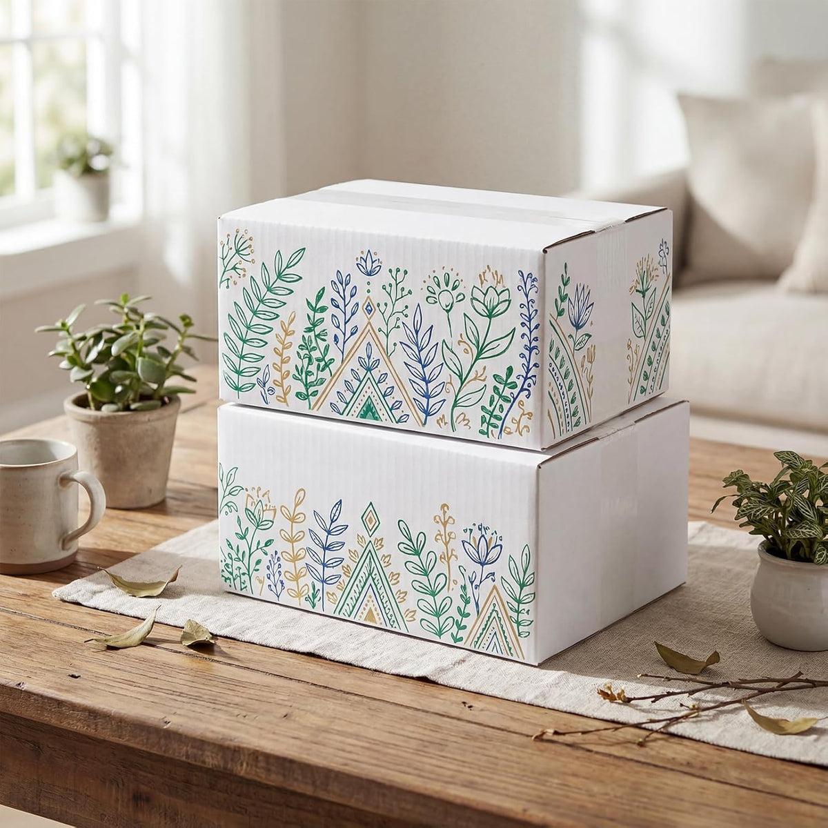 8x6x4 Shipping Boxes Set of 40, White Corrugated Cardboard Mailer Box for Packing Small Business
