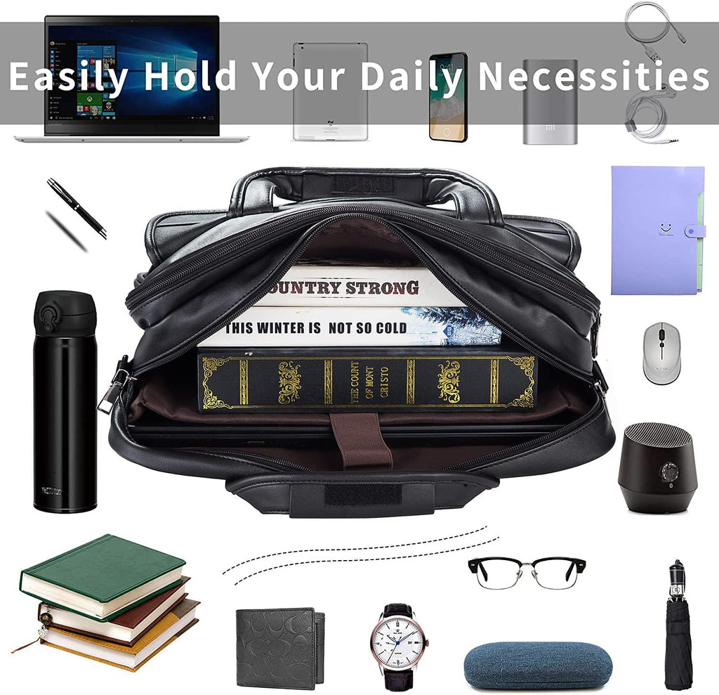 Men's Business Travel Briefcase Leather Handmade Messenger Bags Laptop Bag