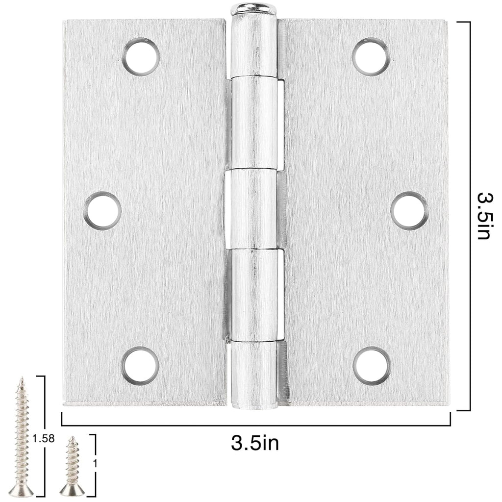 Brushed Nickel Door Hinges 3.5"x3 1/2 Inch Square 36Pack Interior