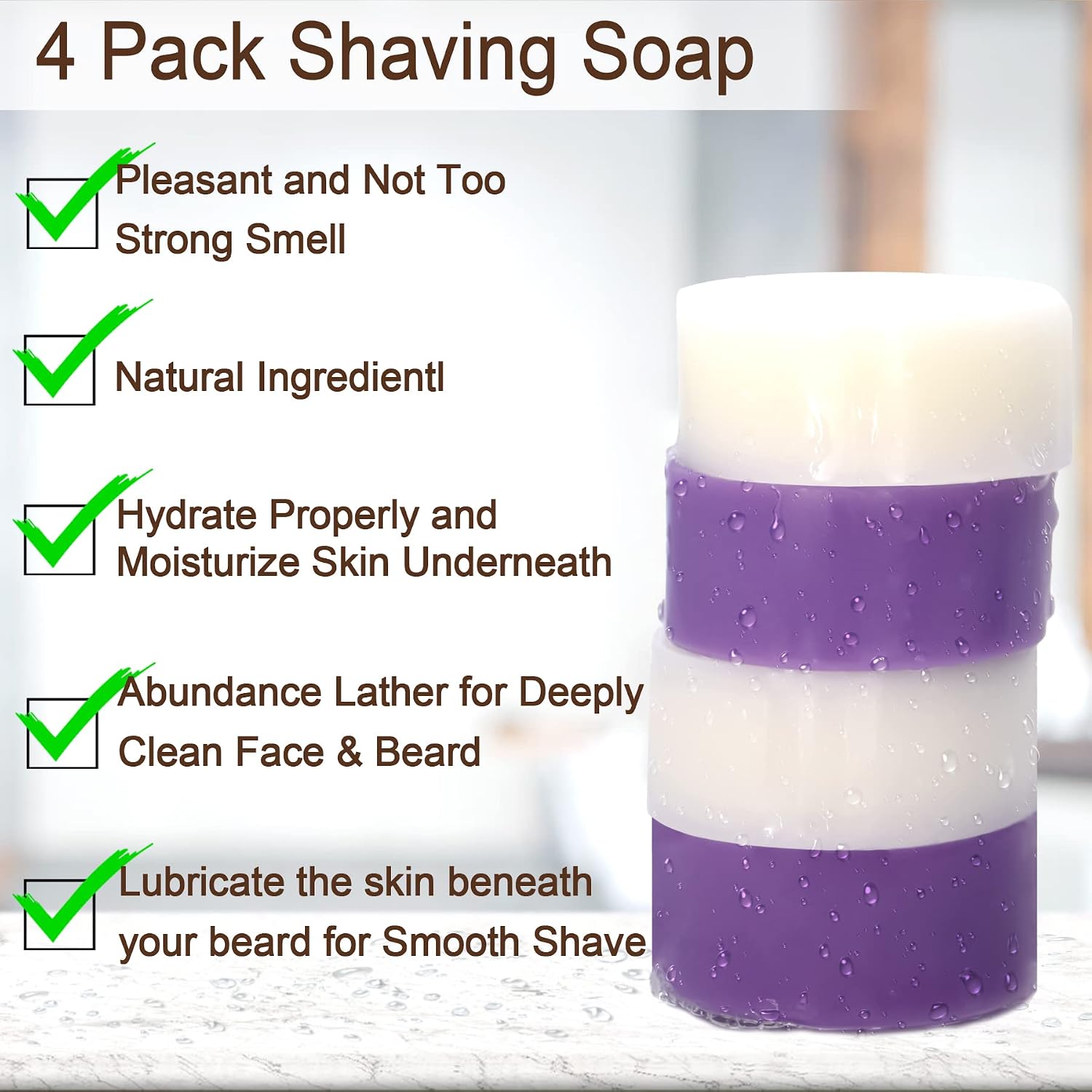 4 Packs Shaving Soap w/Shaving Bowl,Shaving Brush,Shaving Cream,Unqiue Gift Set Mens Shaving Kit for Christmas
