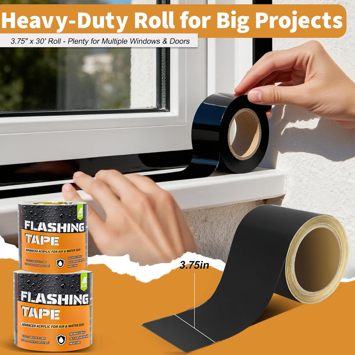 Flashing Tape for Windows and Doors, 3.75 in x 90 ft, 6 Rolls