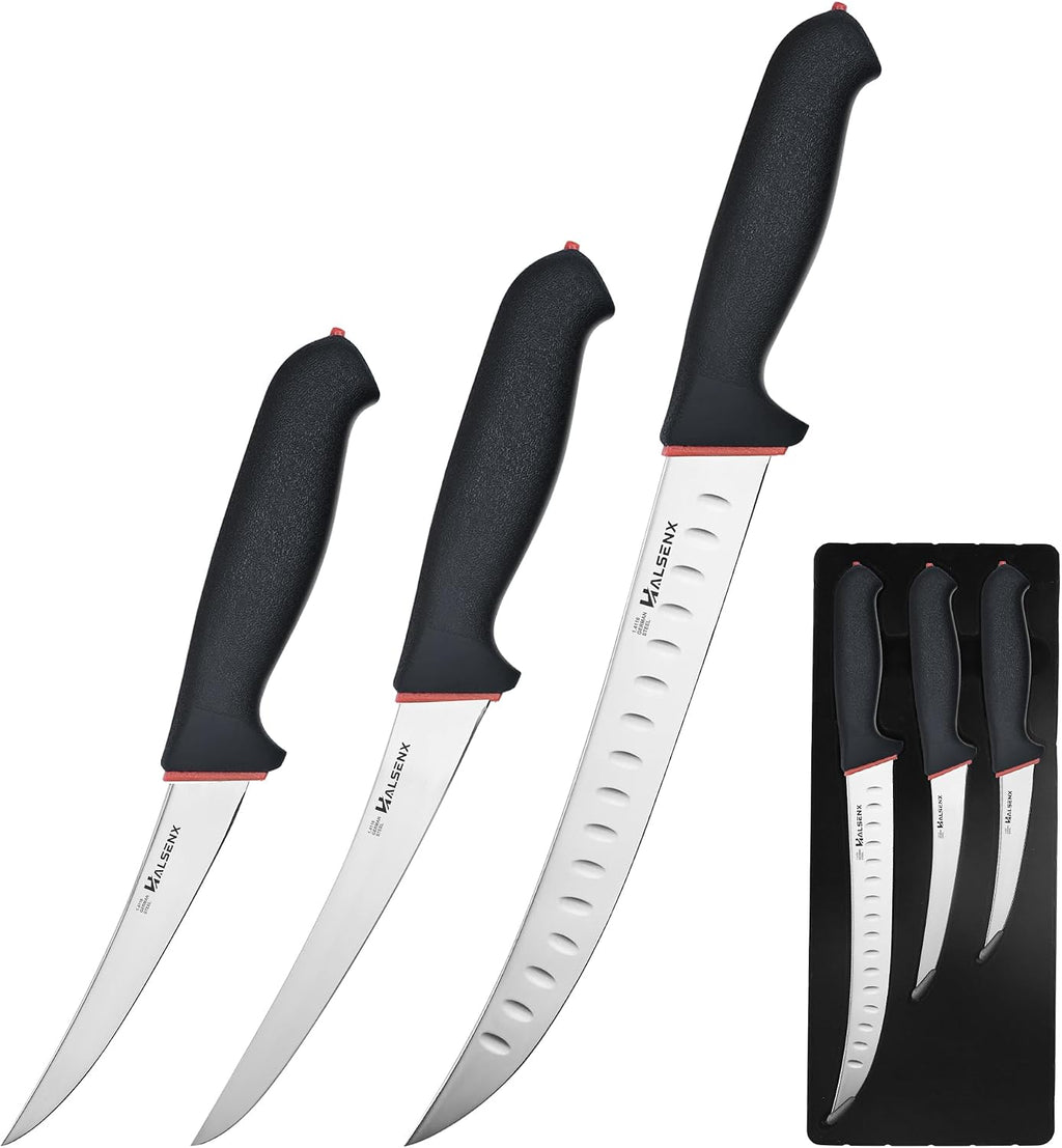 Butcher Knife Set 3PCS，Professional Meat Cutting & Deboning Kit