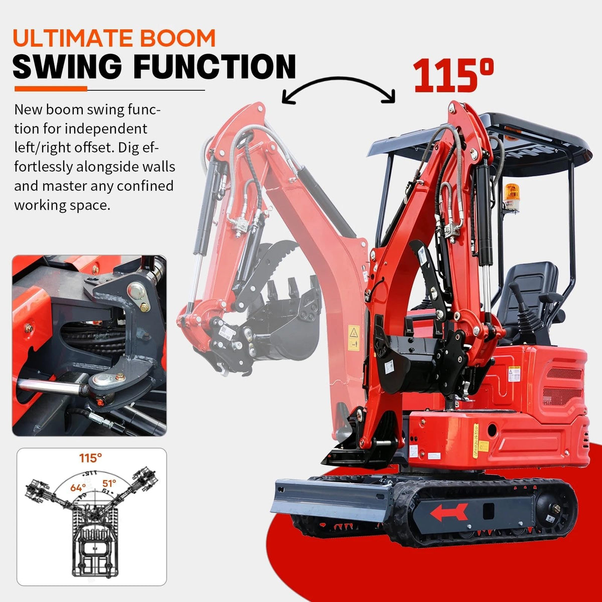 1.4 Ton Mini Excavator with Kubota-Diesel Engine (90%pre-Assembled）