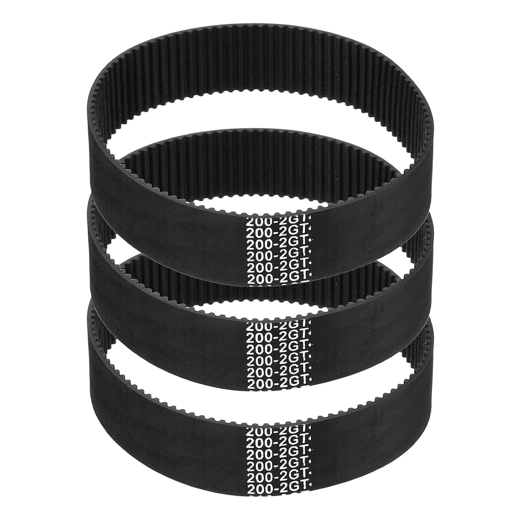MECCANIXITY 200mm GT-2 Timing Belt 15mm Width 2mm Pitch Black 3pcs