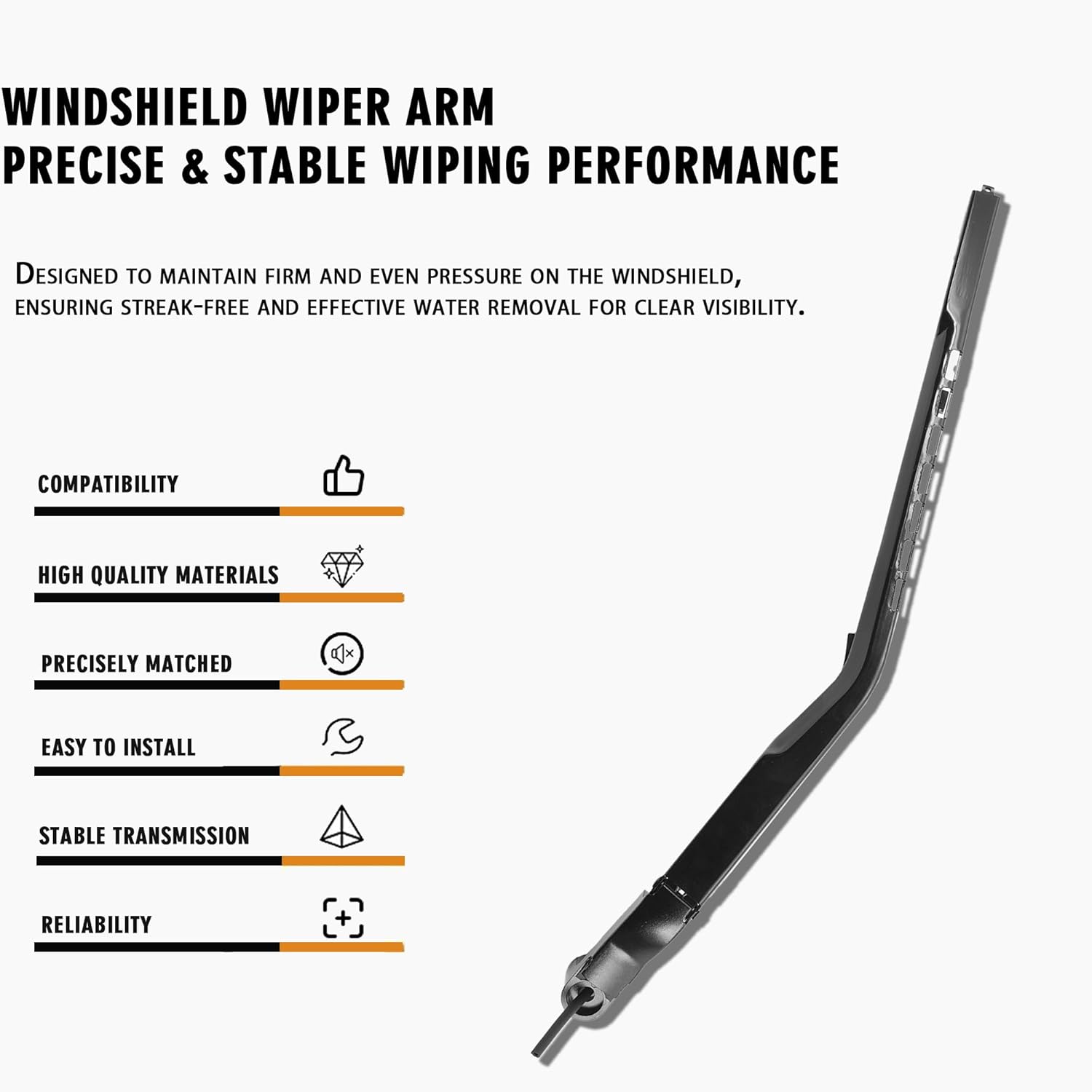 Front Left Windshield Wiper Arm Kit Fits Compatible with Chevrolet GMC 2007-2020 Cheyenne Silverado Sierra 1500 2500