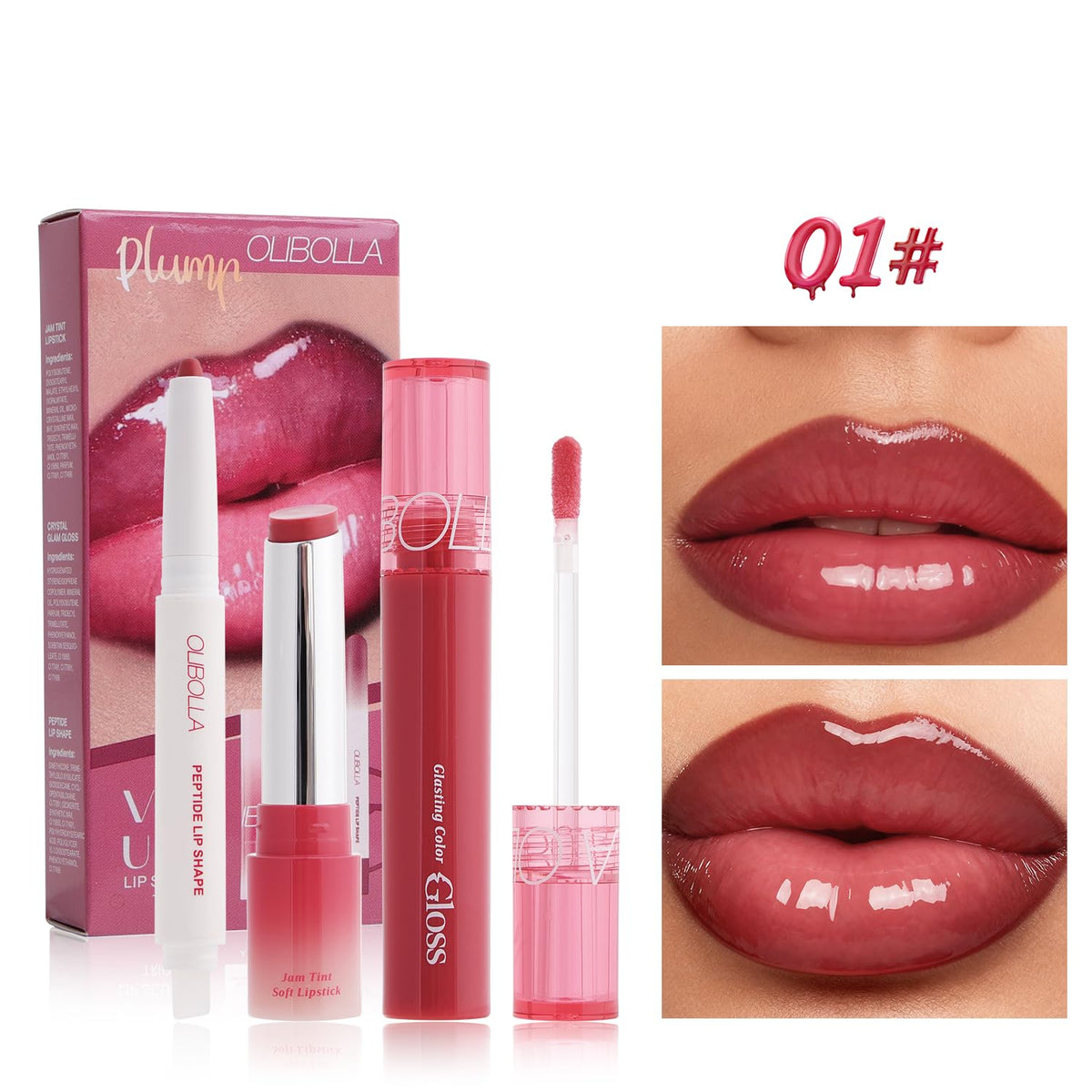 3PCS Glossy Lip Combo Set – Shade with Plumping Gloss, Hydrating Melting Balm & Smooth Lip Liner for Fuller, Defined