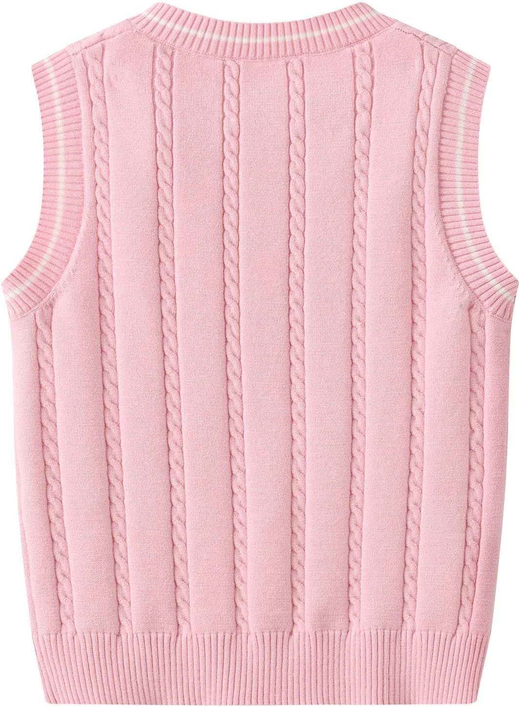 Boys and Toddler's V-Neck Cable Knit Sweater Vest Kids Girls Sleeveless Pullover School Uniform Sweater Waistcoat