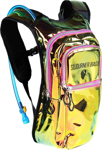 SOJOURNER Rave Hydration Pack Backpack - 2L Water Bladder Included for Festivals, Raves, Hiking, Biking, Climbing