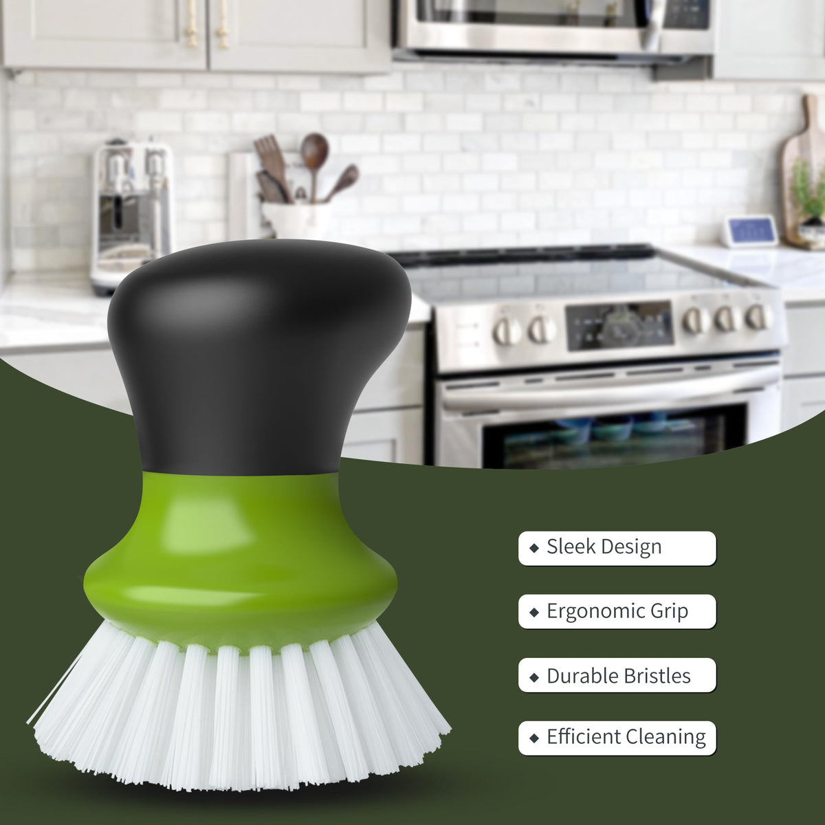 Dish Scrub Brush, Palm Brush Dish Scrubber, Green, Pack of 2