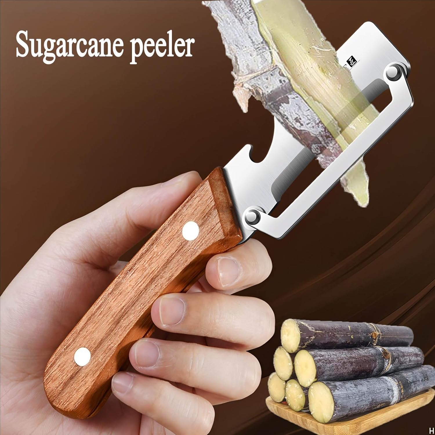 Premium Vegetable Peeler with Wooden Handle and Bottle Opener Stainless Steel Blade Kitchen Tool for Fruit Apple