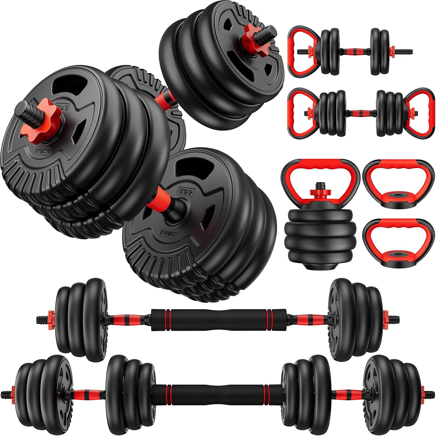Adjustable Dumbbell Set,22/33/45/70/90lb Free Weight Set with Connector,5-in-1 Dumbbell Set for