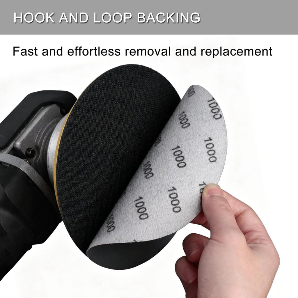 50Pcs 5 Inch Hook and Loop Sanding Discs, Wet Dry Sandpaper Assortment