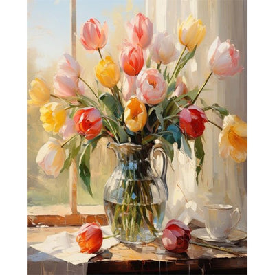 Flower Paint by Numbers Kit for Adults Canvas 16x20inch
