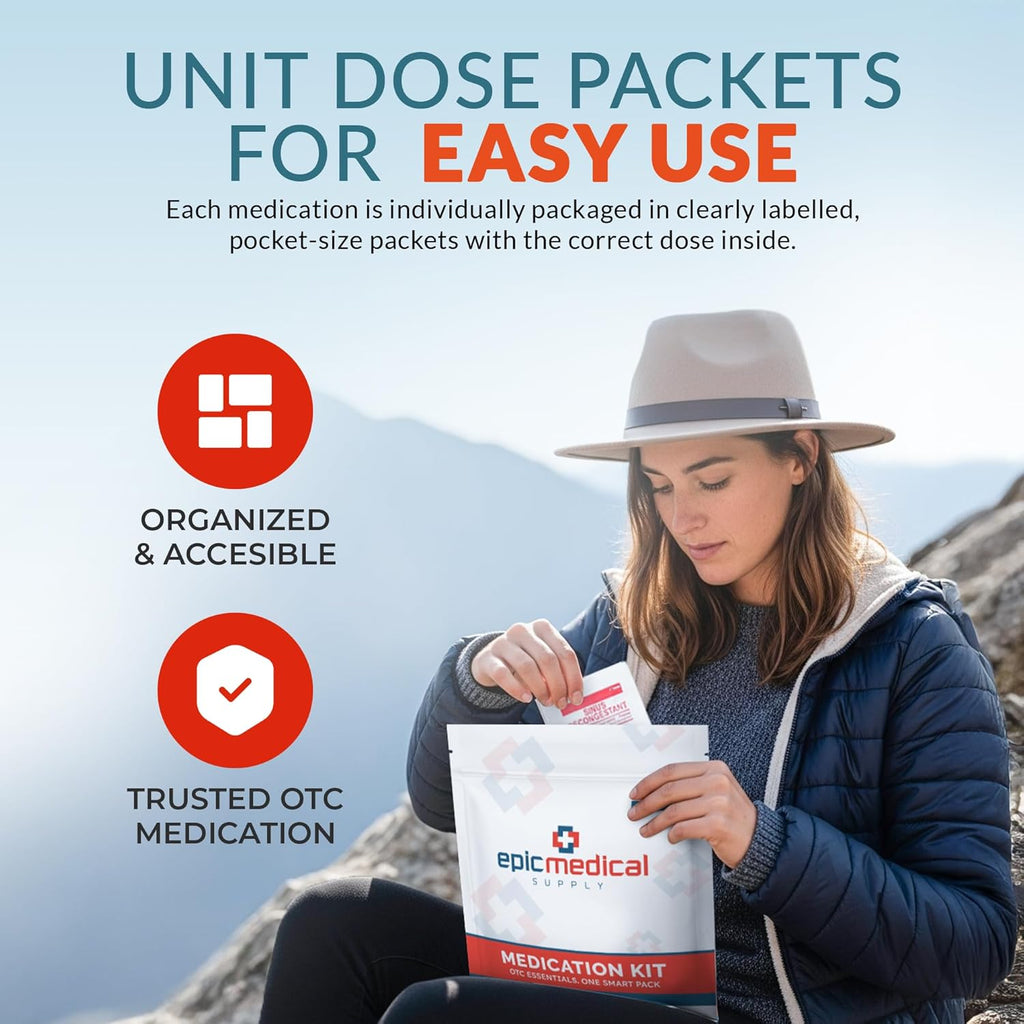 First Aid Kit Medication Refill – 70-Count Unit Dose Packets – Emergency Medicine Kit Pills for 1st Aid Kit Refills
