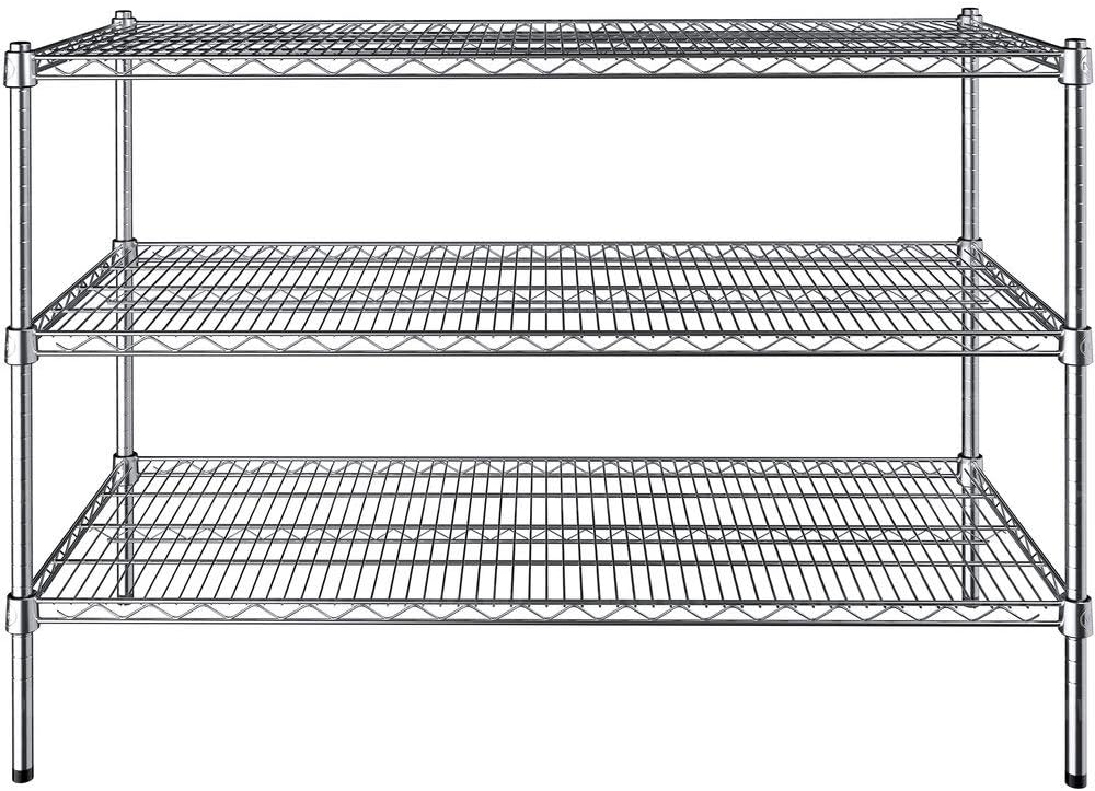 21" x 48" NSF Chrome 3 Shelf Kit with 34" Posts. Wire Shelving Unit Wire Rack Wire Shelves Pantry Shelf Kitchen
