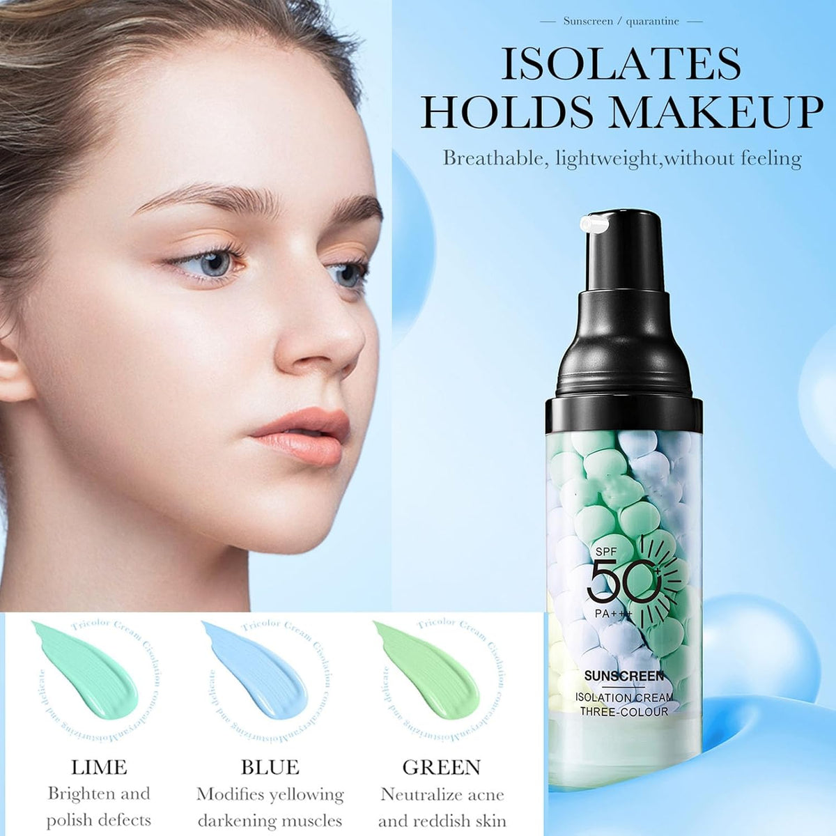 Makeup Primer, Color Correcting Primer, SPF 50 Sunscreen, Hydrating Face Primer, One Step Isolation Cream, Long