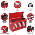 24" Metal Portable Tool Box with 5 Drawers, Lockable, Red