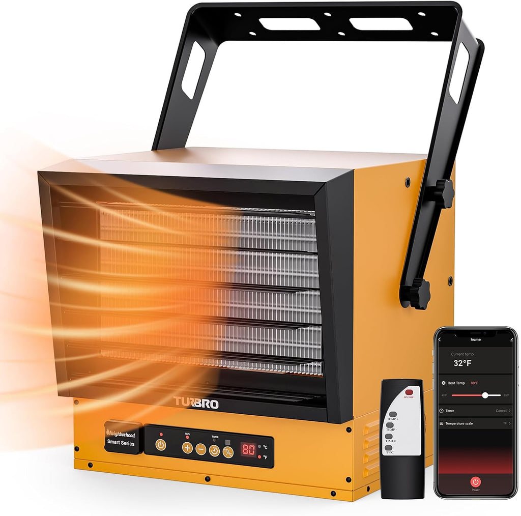 15,000W Electric Garage Heater, 240V Hard Wired, WiFi Enabled, Fan-Forced Shop Heater with Remote, Overheat