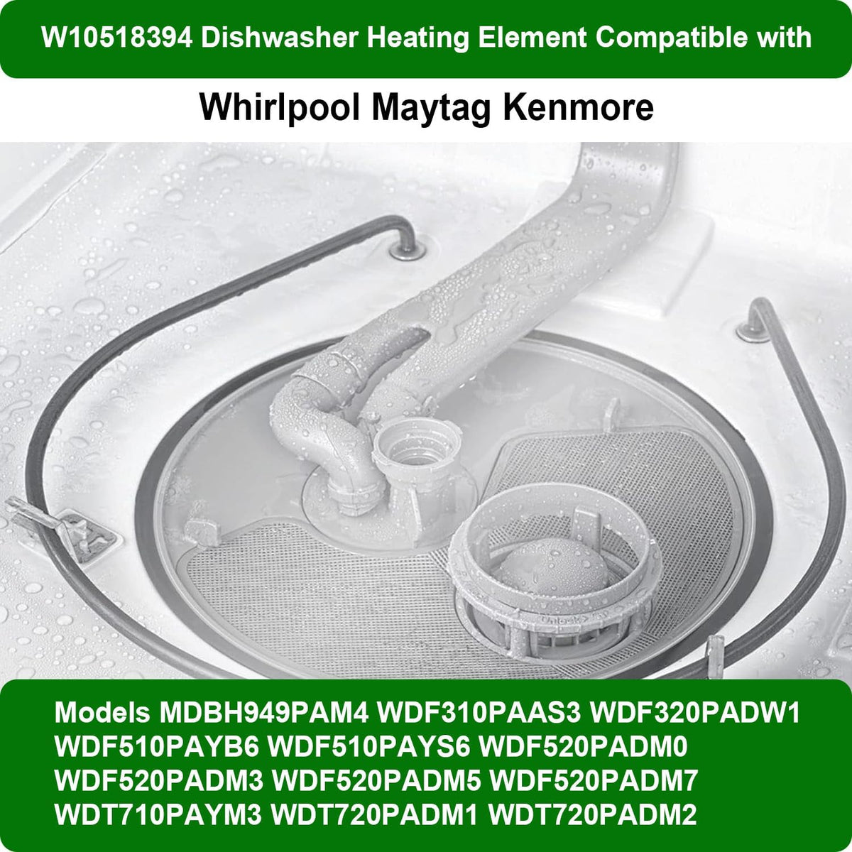 W10518394 Dishwasher Heating Element Replaces W10134009 AP5690151 PS8260087