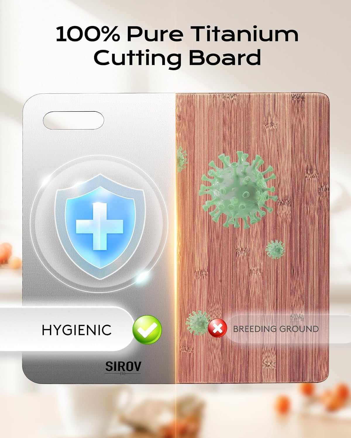 Katori Titanium Cutting Board, 100% Pure Titanium Cutting Boards For Kitchen, Best Non Toxic chopping board