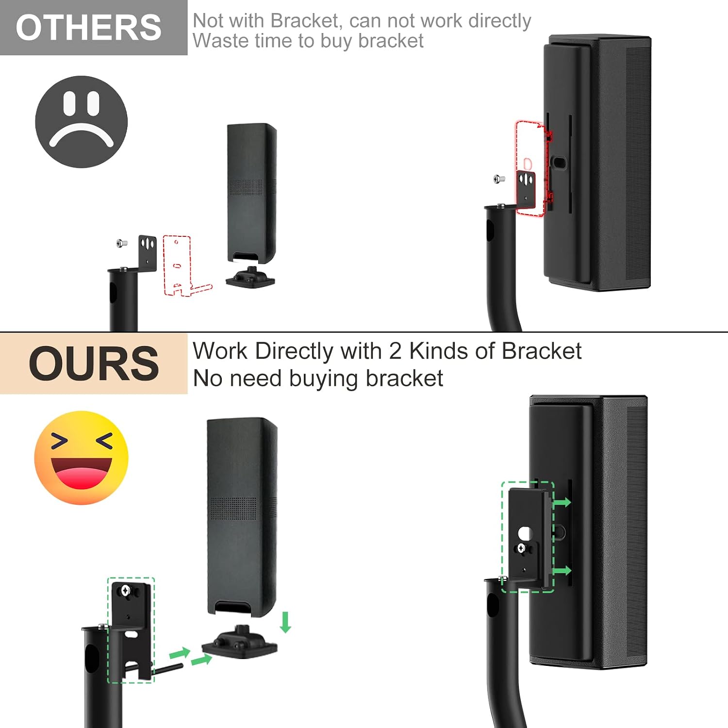 Height Adjustable UFS-20 Stand for Bose Speaker Stands, with Slideconnect Bracket