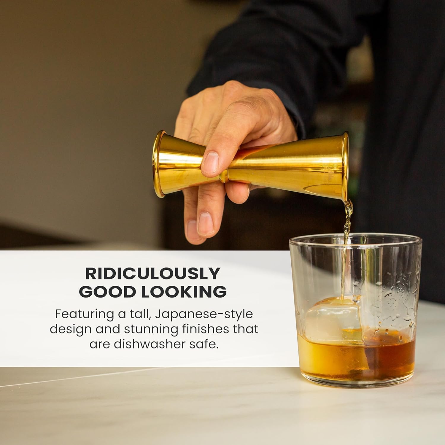 Premium Japanese Jigger, with 8 Measurements Inside, Professional and Heavy-Duty, 304 Stainless Steel Cocktail Double