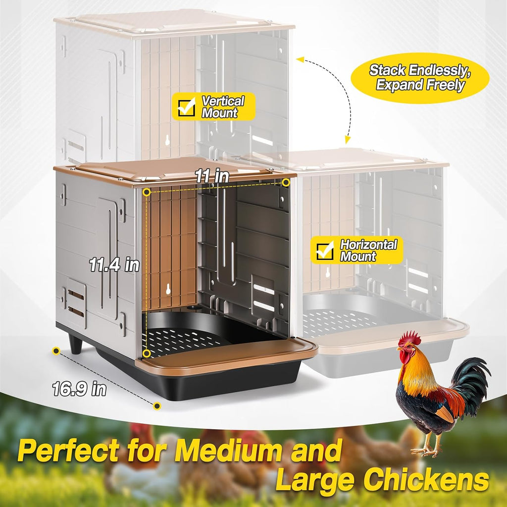 Chicken Nesting Box, 2 Compartment Nesting Boxes for Chickens, Large Chicken Laying Boxes for Egg Collection & Hen on