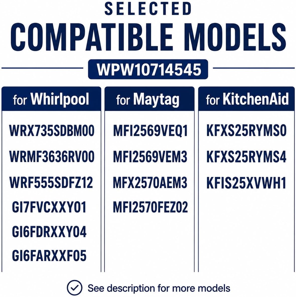 WRX735SDBM00 MFI2570FEZ02 WRF555SDFZ06 KFXS25RYMS0 WRX735SDBM03 WRX735SDBM02 GZ25FSRXYY5 WRX735SDHZ02 WRX735SDBM04 Refrigerator Door Gasket For Whirlpool, WPW10714545 W10714545 Freezer Door Seal