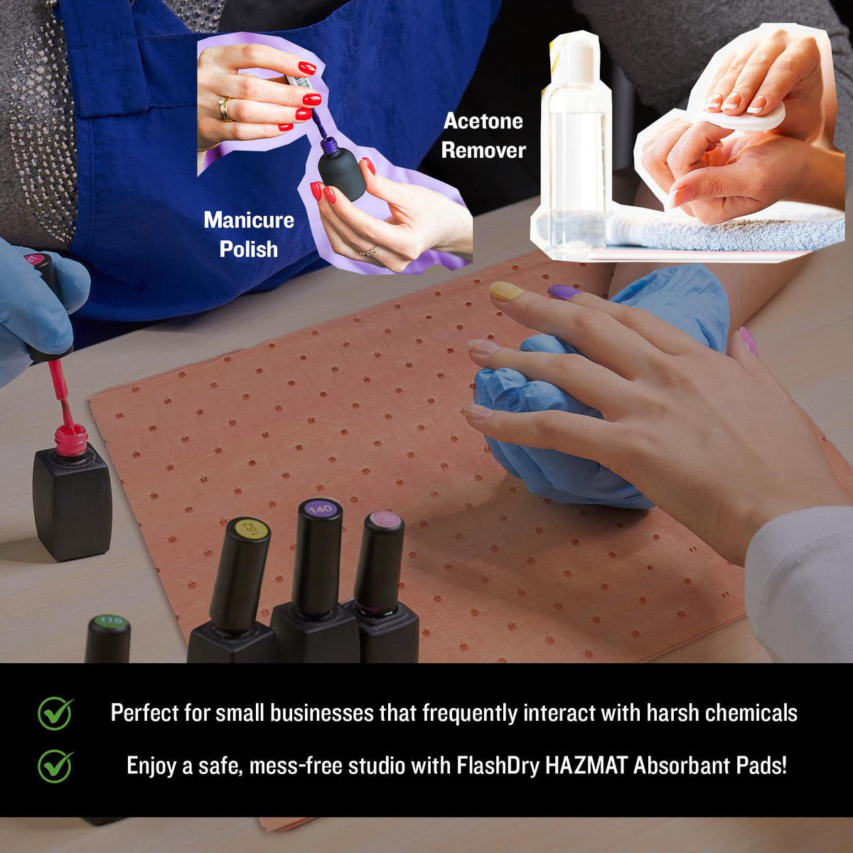 Chemical Quick Spill Absorbent Pads, 17.5"x13.5", 100 Count