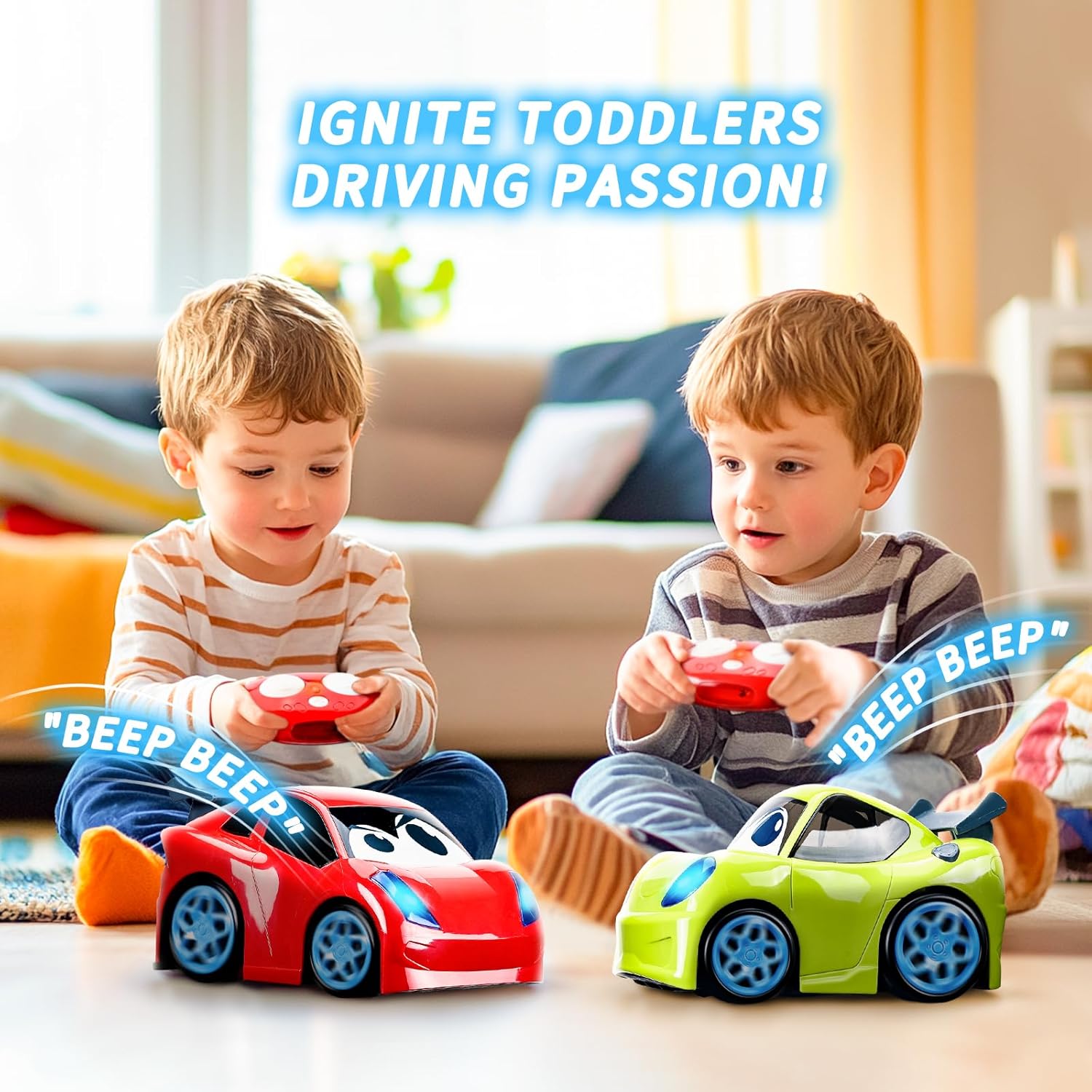 Remote Control Car, RC Car Toy with Lights and Sounds for Boys, Girls and Toddlers Ages 1-3 2-4 4-7 & 3 Years Old