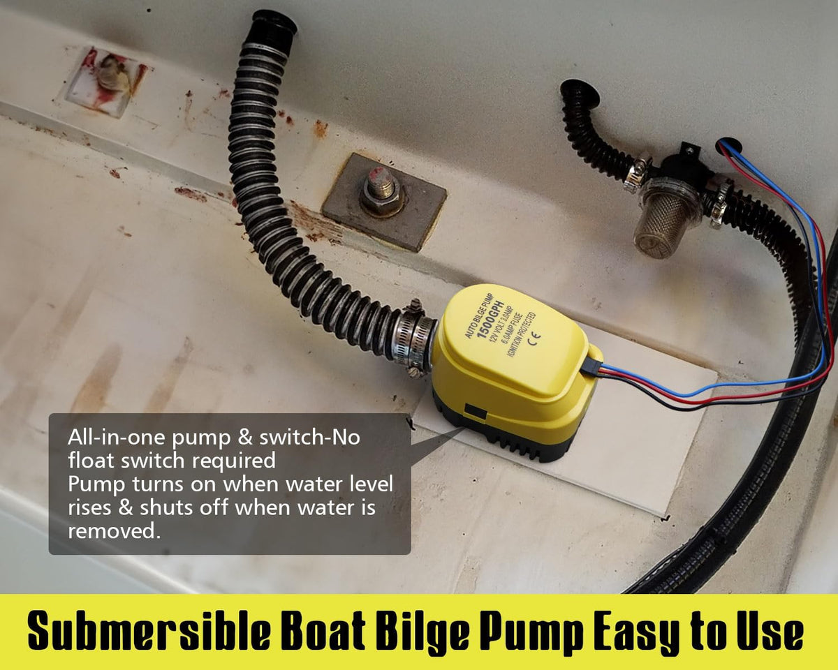 Automatic Boat Bilge Pump 12V 1500 GPH for Boats Efficient Water Removal System BGP 1500