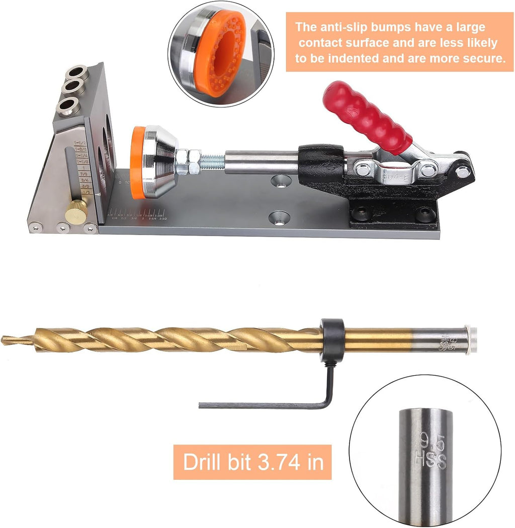 pocket hole jig Kit,Professional Woodworking Dowel Jig Kit,Upgraded All-Metal Pocket Screw Jig for Carpentry Joinery