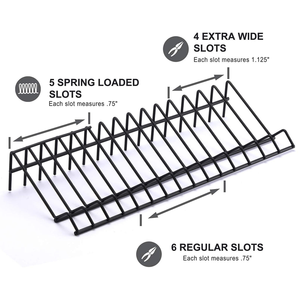 Plier Organizer Rack, 2 Pack, Stores Spring Loaded, Black, 15-Slot Plier Rack, Keep Pliers Organized in Tool Drawer