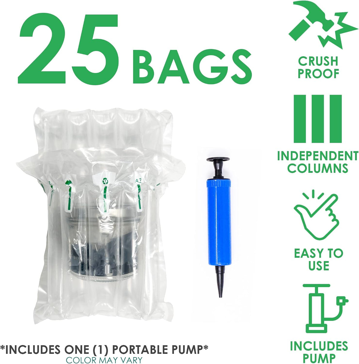 Inflatable Packing Air Pillows for Shipping, 25 Count