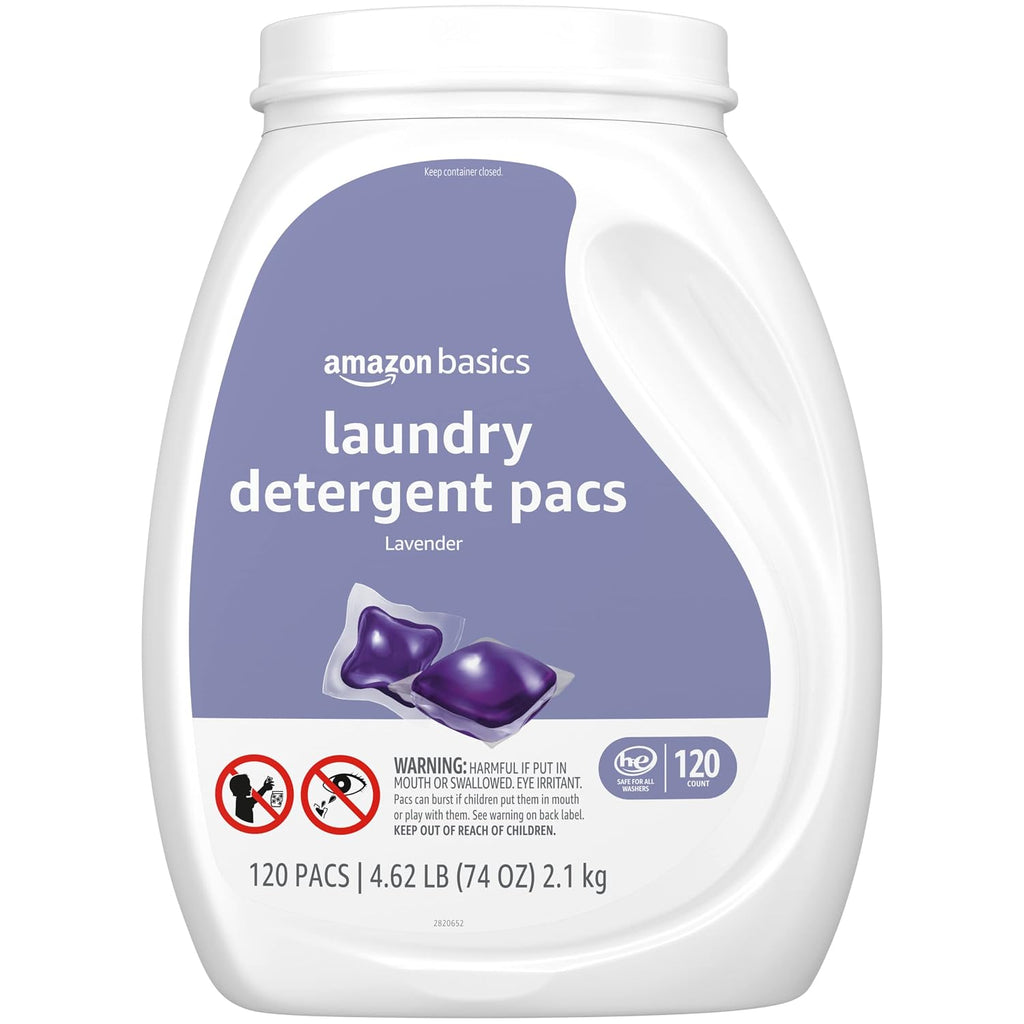 Laundry Detergent Pacs, Lavender Scent, HE Compatible, 120 Count