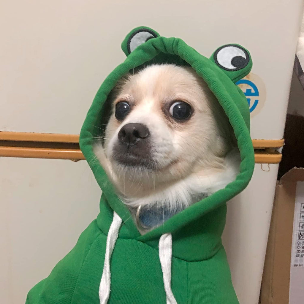 Dog Hoodie Basic Sweater Coat Cute - Frog Shape Warm Jacket Pet Cold Weather Clothes Outfit Outerwear for Cats Puppy