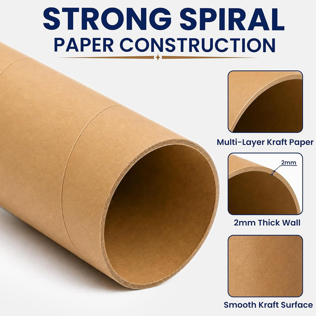 2 x 15 inch Mailing Tubes, 30 Pack Cardboard Poster Tubes with Caps