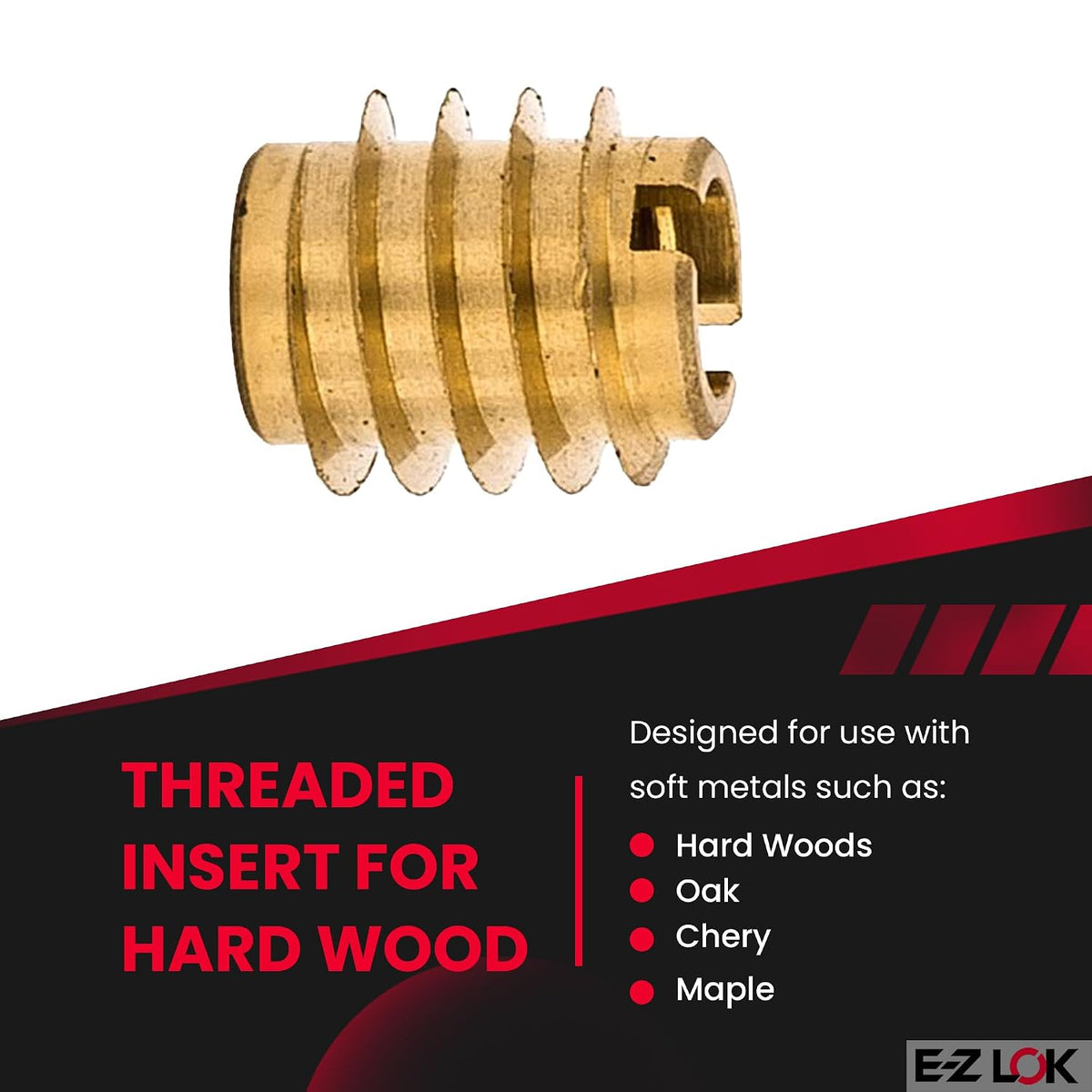 E-Z LOK Knife Thread Insert for Hard Wood, 8-32, 0.375 in, 25 ct