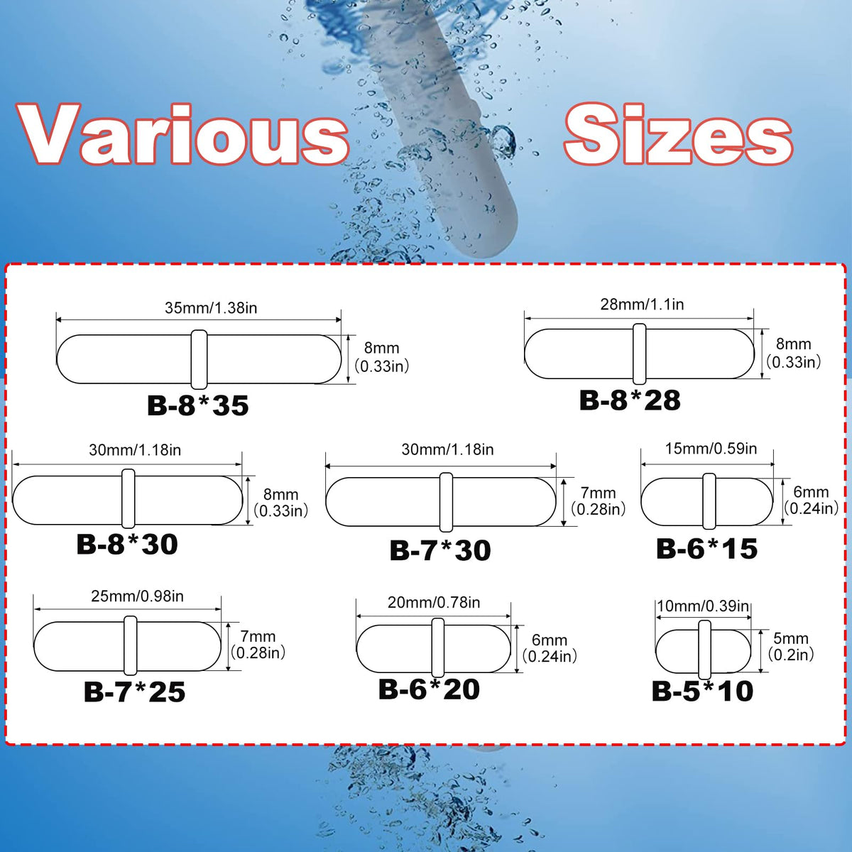 Magnetic Stir Bar Lab Type-B Mixed Size PTFE Magnetic Stirrer
