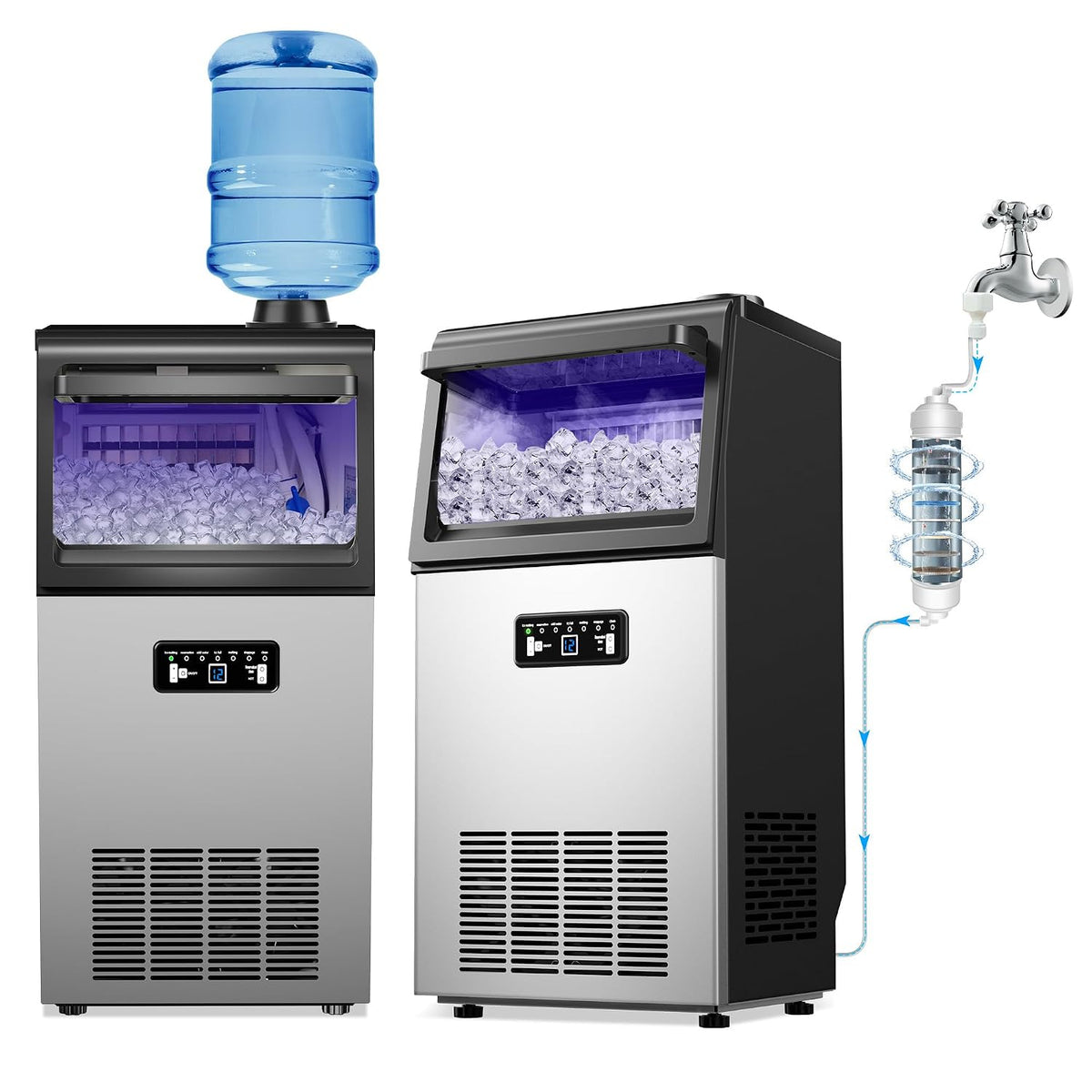 Commercial Ice Maker Machine 100LB/24H with 2 Water Inlet Modes