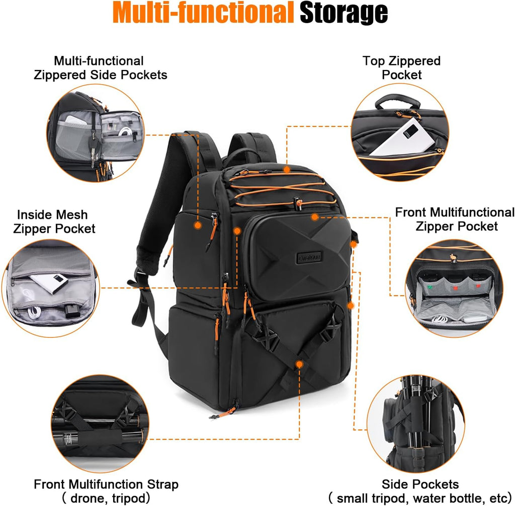 Camera Backpack Professional DSLR/SLR/Mirrorless, Waterproof Hardshell Case Large Camera Bag Outdoor Hiking Travel