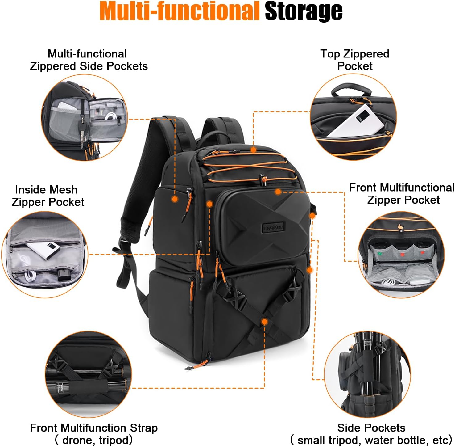 Camera Backpack Professional DSLR/SLR/Mirrorless, Waterproof Hardshell Case Large Camera Bag Outdoor Hiking Travel