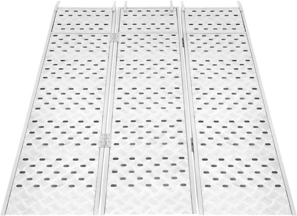 Aluminum Tri-Fold Trailer Ramps with Treads, 1 Pack 1500 lbs Heavy-Duty Anti-Slip Aluminum Loading Ramps ATV Ramp