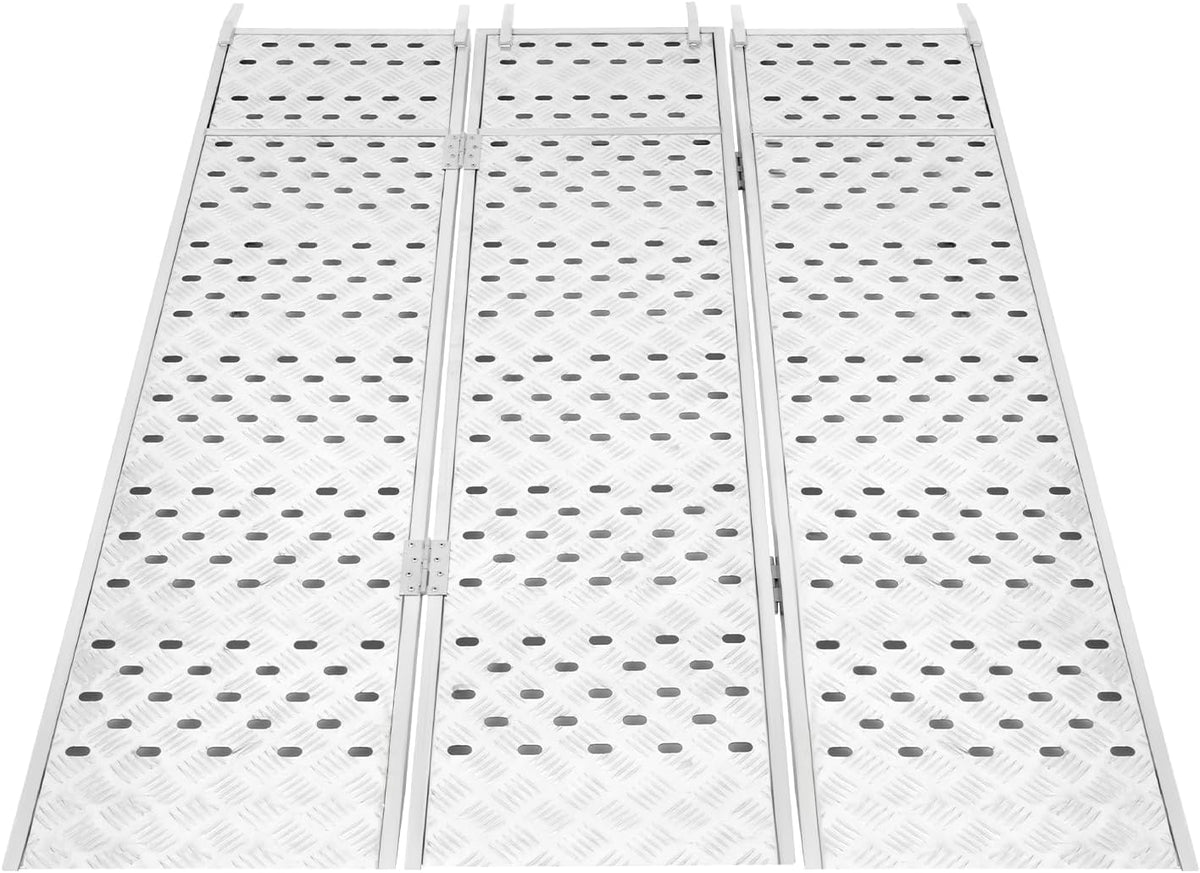 Aluminum Tri-Fold Trailer Ramps with Treads, 1 Pack 1500 lbs Heavy-Duty Anti-Slip Aluminum Loading Ramps ATV Ramp