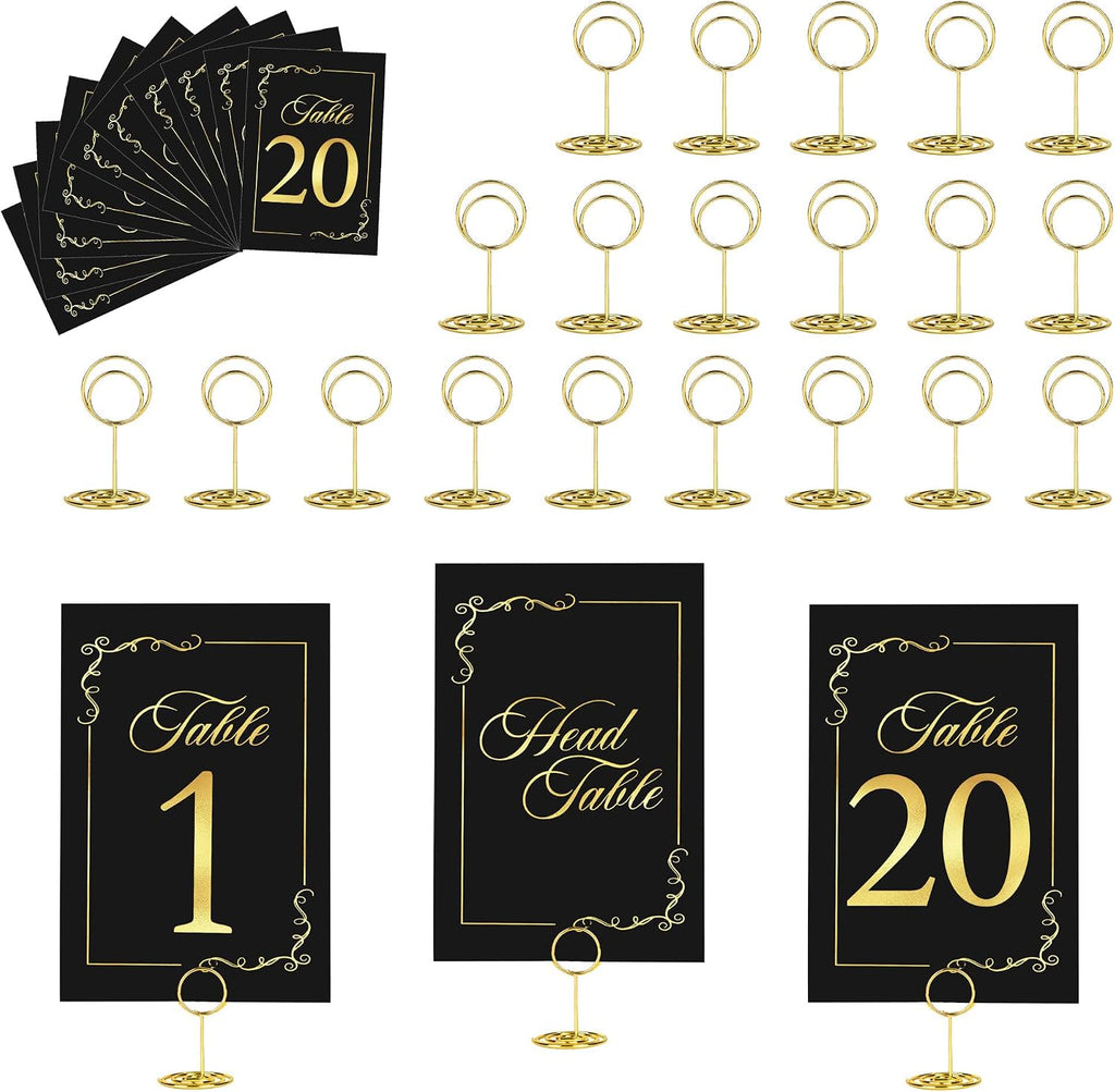 21 Sets Wedding Table Number 1-20 and Head with Holders, 4" X 6"