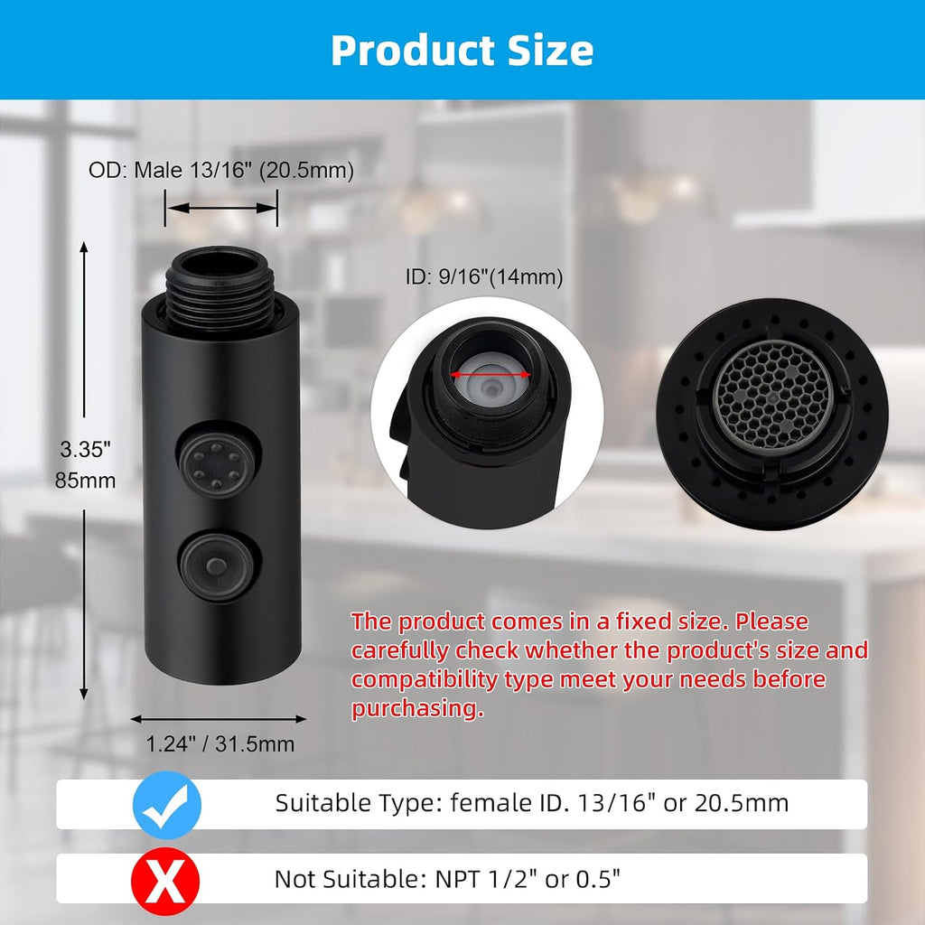 Pull Out Faucet Head for Kitchen Faucet, 2 Function Sink Sprayer